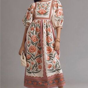 Farm Rio Floral Printed Midi Dress